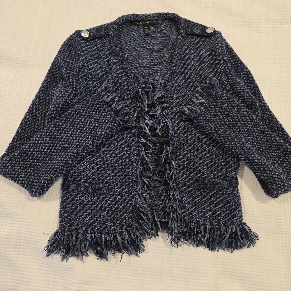 Fringe sweater blazer